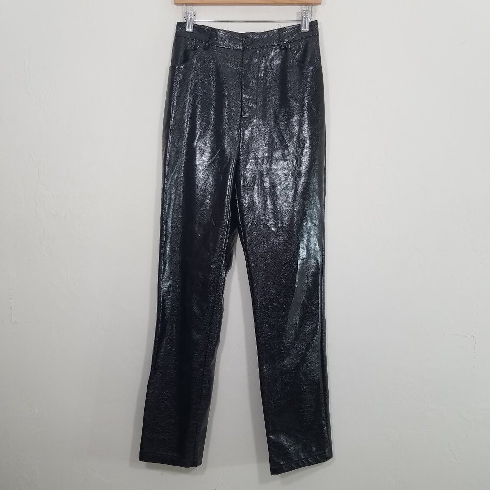 White Fox Faux Leather I'm The Only One High Rise Pants Black Size M